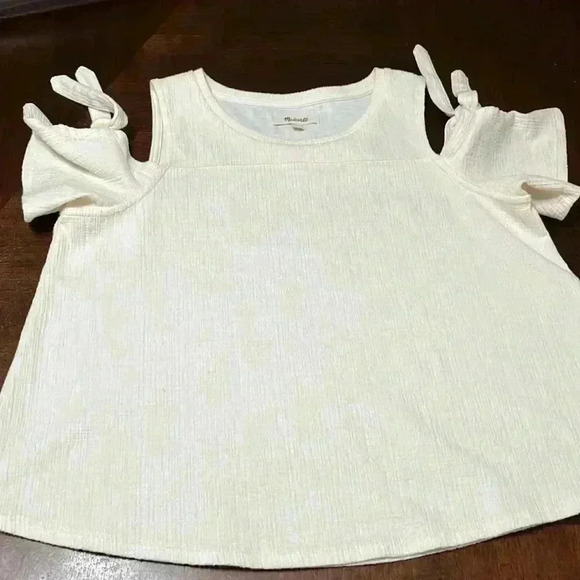 Madewell Size XS Ivory Cold Shoulder Top - Picture 6 of 7